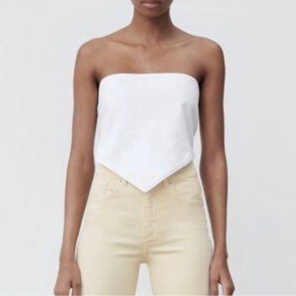 ZARA White Bandana Tube Top Sz L - Picture 1 of 10